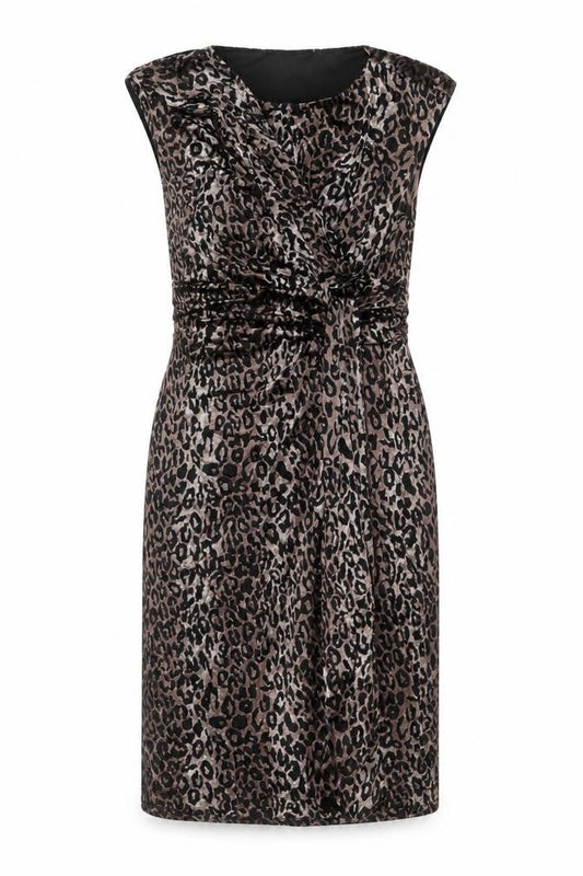 Marks & Spencer Per Una Brown Leopard Sheath Stretch Dress Women’s Size 12