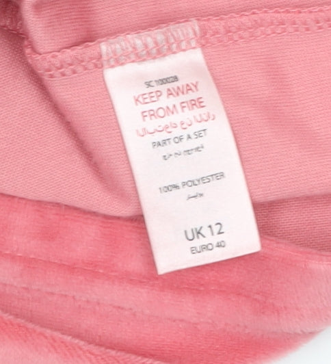 Boux Avenue Women's Pink Velour Girl Gang Pullover Hoodie UK 12