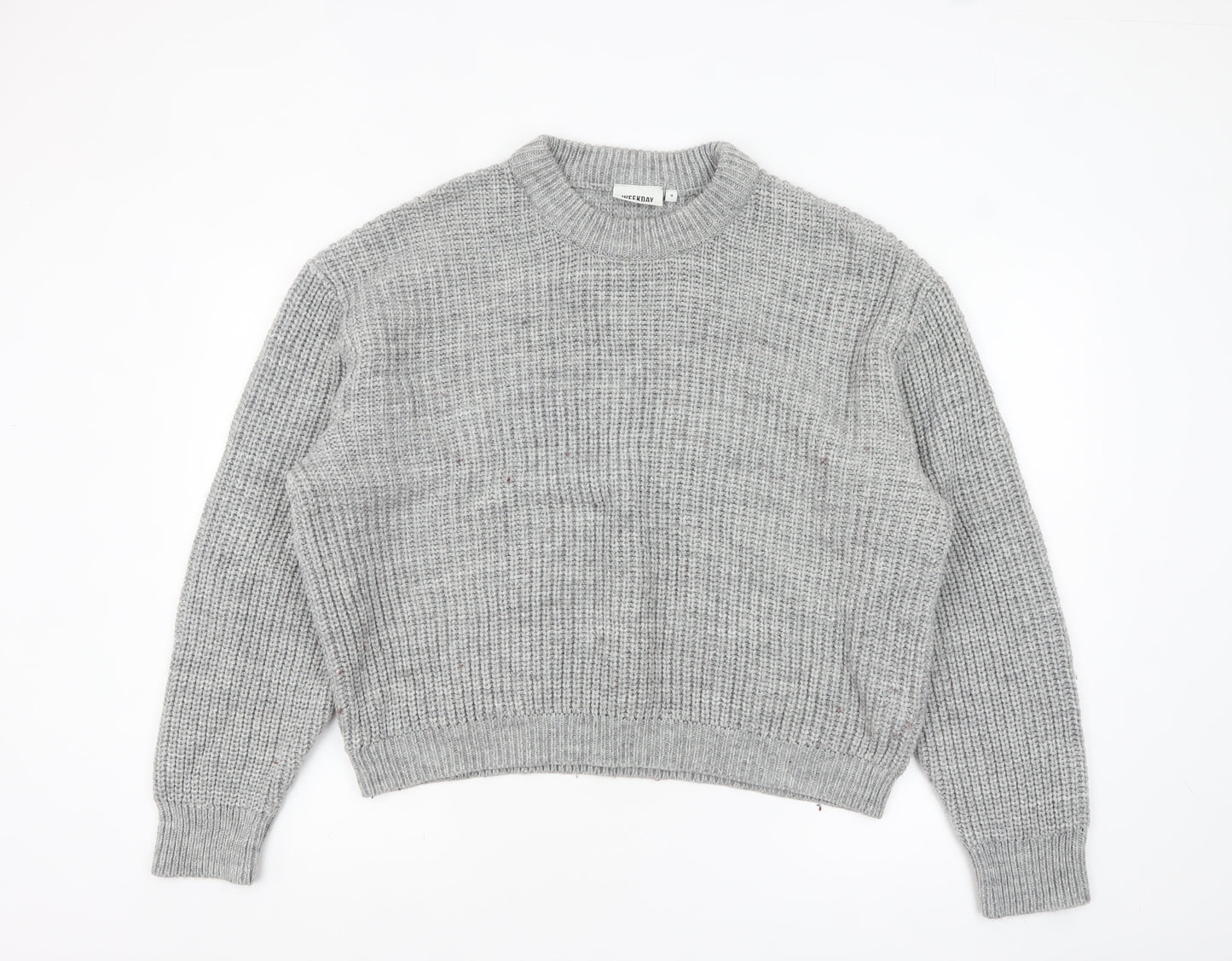 Weekday Women's Grey Chunky Knit Wool Blend Pullover Jumper M