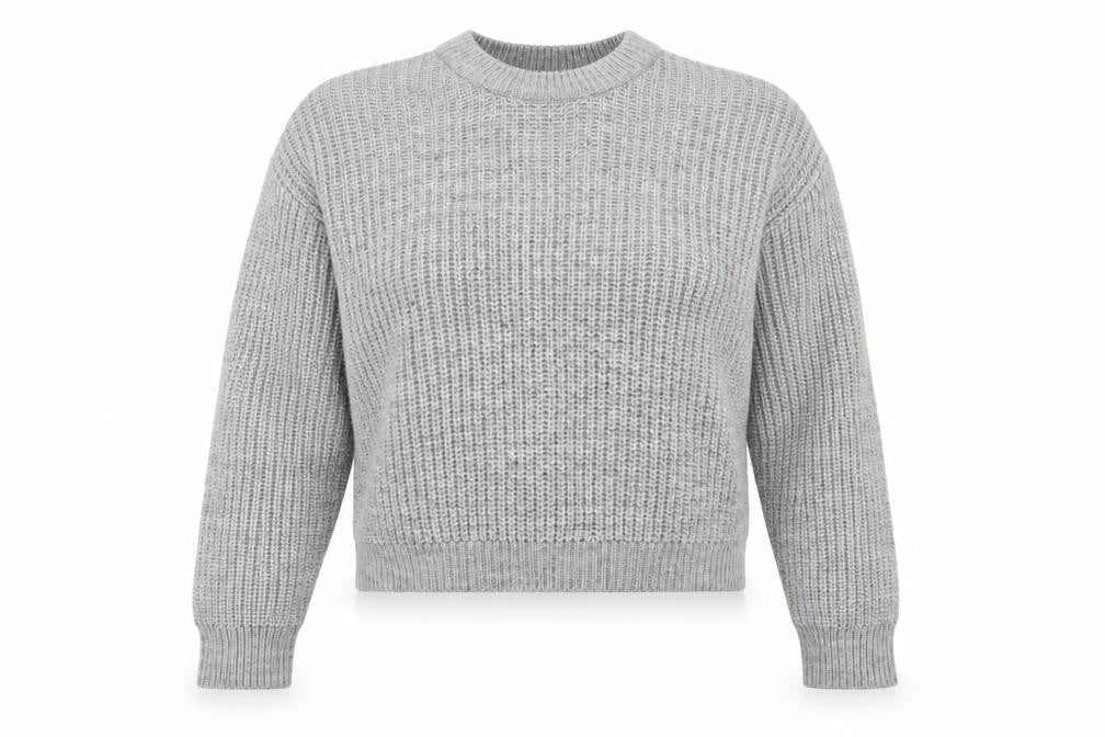 Weekday Women's Grey Chunky Knit Wool Blend Pullover Jumper M