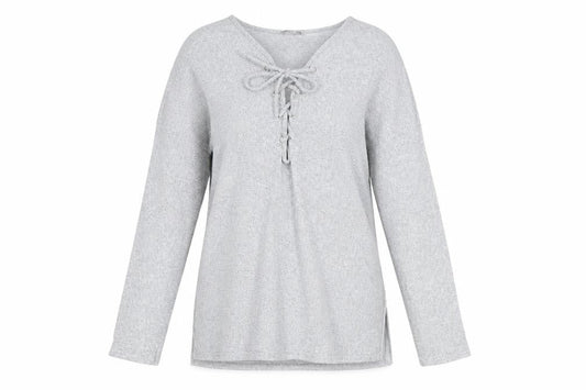 Missguided Women’s Grey Lace-Up Knit Tunic Top Size 8