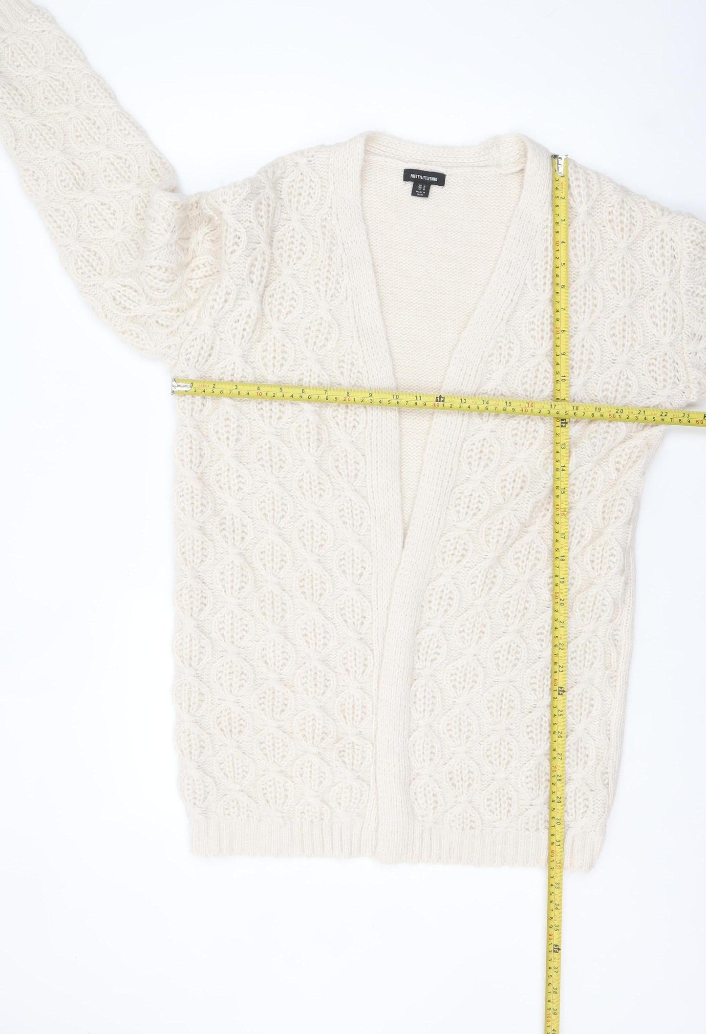 PrettyLittleThing Women Ivory Chunky Knit Cardigan M