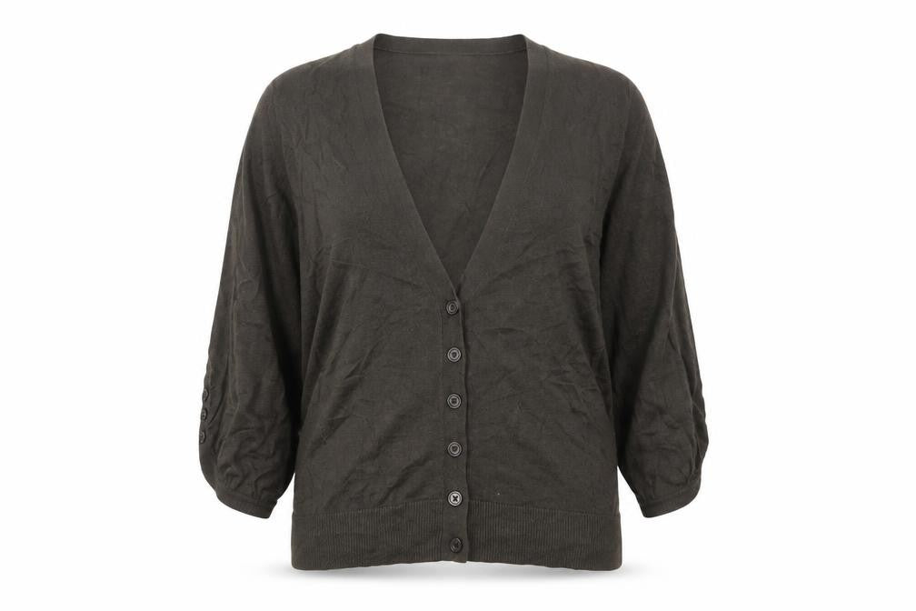 Marks & Spencer Women Brown V-Neck Cardigan Size 16 Wool Blend