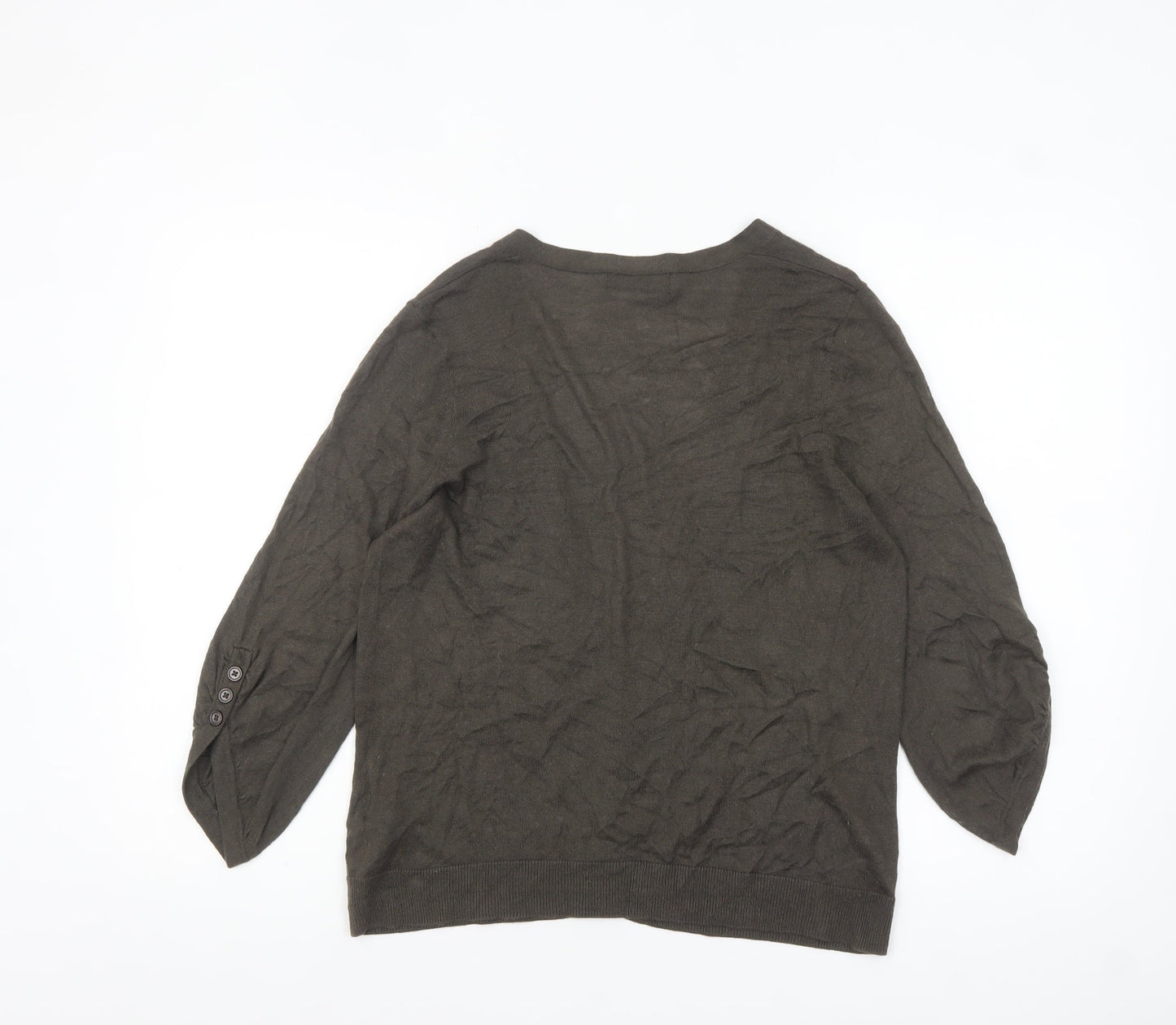 Marks and Spencer Women Brown V-Neck Cardigan Size 16 Wool Blend