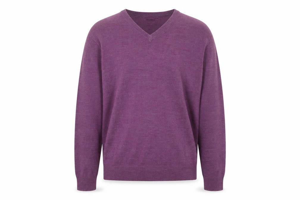 James Pringle Men’s Purple V-Neck Acrylic Jumper XL