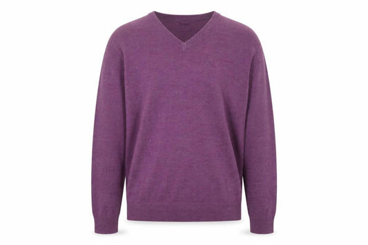 James Pringle Men’s Purple V-Neck Acrylic Jumper XL