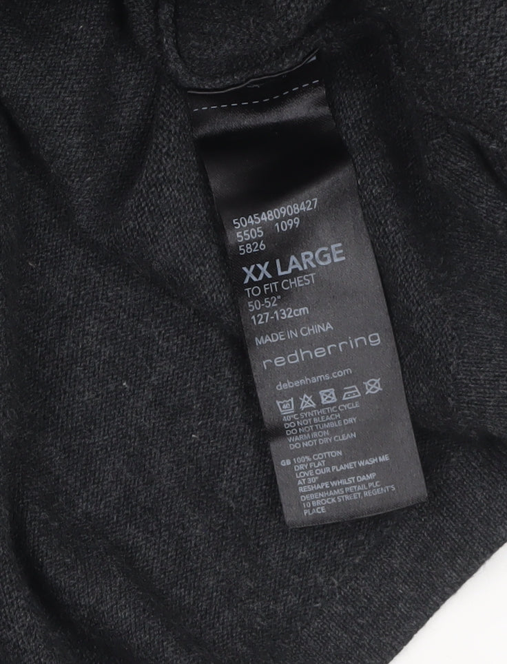 Red Herring Men's Black 2XL Cotton Crew Neck Pullover Jumper