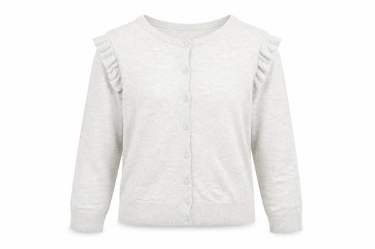 Red Herring Women Grey Size 10 Ruffle Long Sleeve Cardigan
