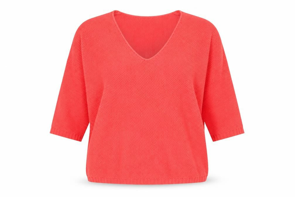 Pull & Bear Women Pink V-Neck Open-Knit Jumper Size 12