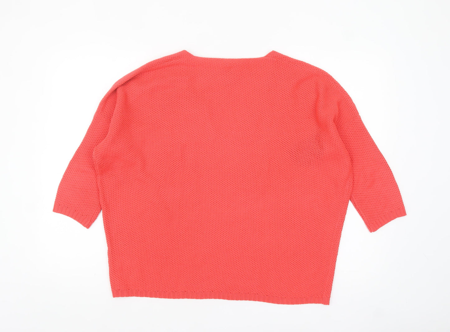 Pull & Bear Women Pink V-Neck Open-Knit Jumper Size 12