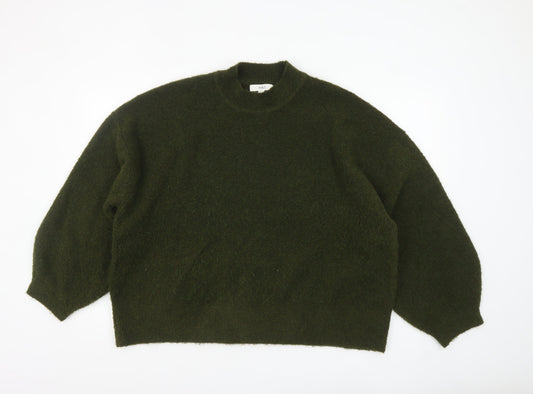 Marks and Spencer Women's Green Wool Blend Mock Neck Jumper XL