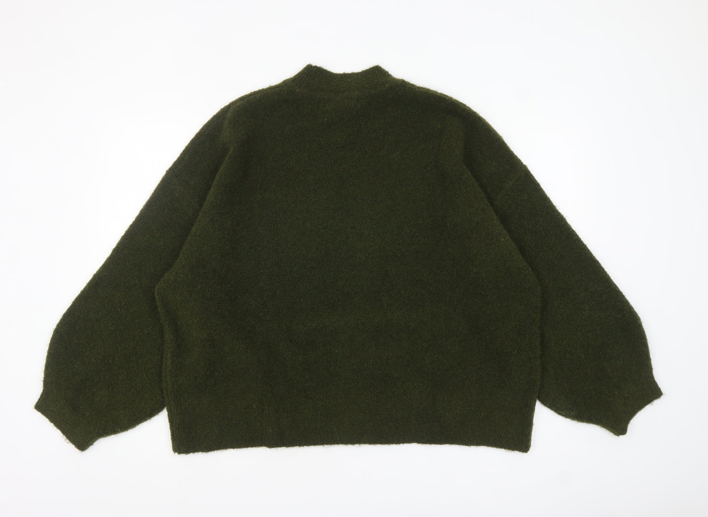 Marks and Spencer Women's Green Wool Blend Mock Neck Jumper XL