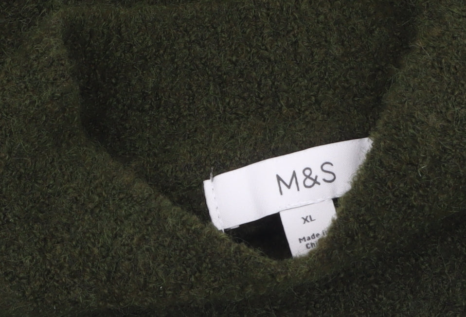 Marks and Spencer Women's Green Wool Blend Mock Neck Jumper XL