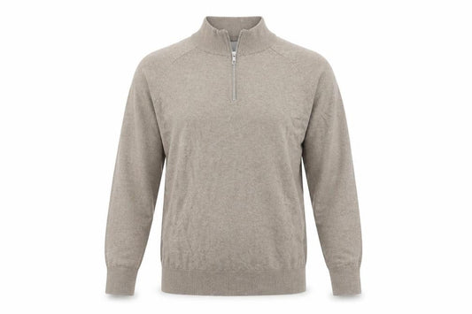 Marks & Spencer Men's Beige Cotton 1/2 Zip Jumper Size S Regular