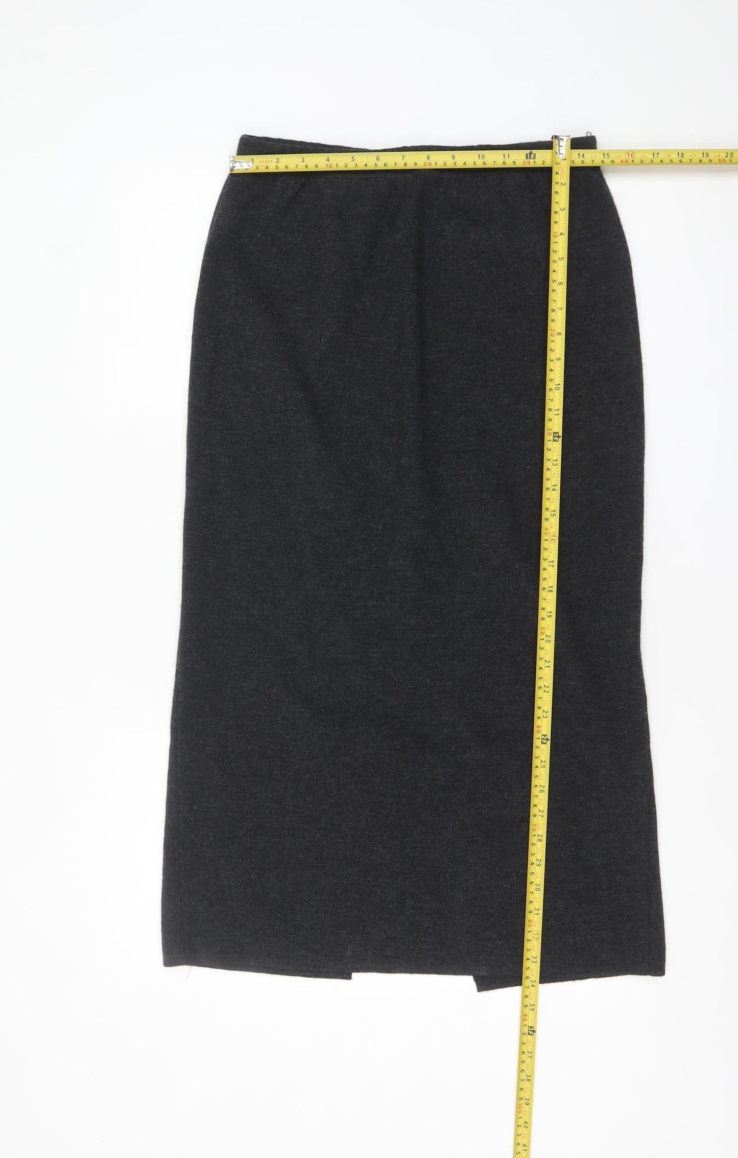 Lecomte Womens Black Wool Blend Midi Pencil Skirt Size 14