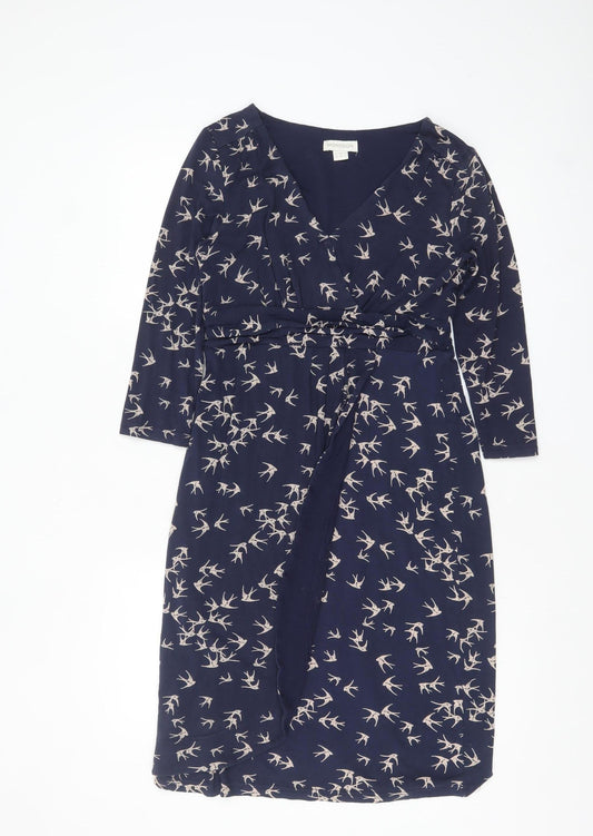 Monsoon Women’s Blue Bird Print Wrap Dress Size 10