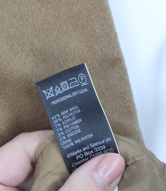 Marks and Spencer Womens Beige Wool Blend A-Line Midi Skirt Size 12