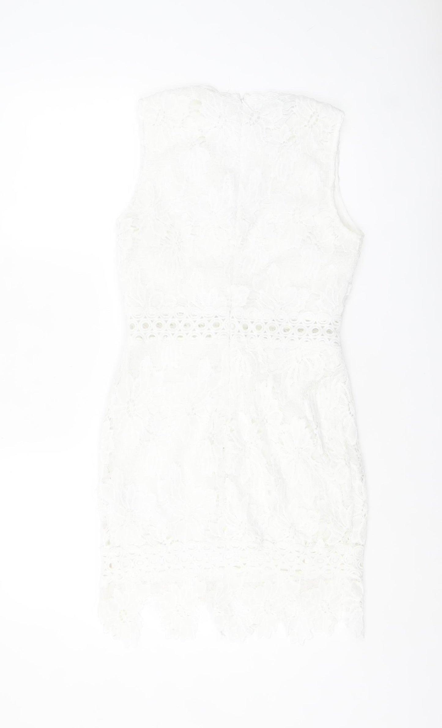 Parisian Women White Lace Bodycon Dress Size 10 Sleeveless Party