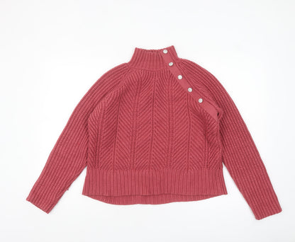 Additional front view of Next Women Pink Mock Neck Chunky Knit jumper, size 14