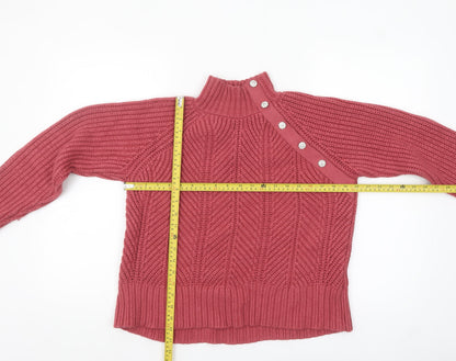Back view of Next Women Pink Mock Neck Chunky Knit jumper, size 14