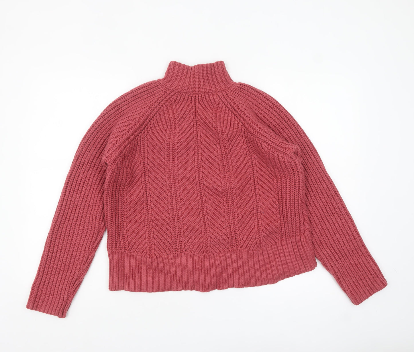 Next Women Pink Mock Neck Chunky Knit Pullover Jumper Size 14