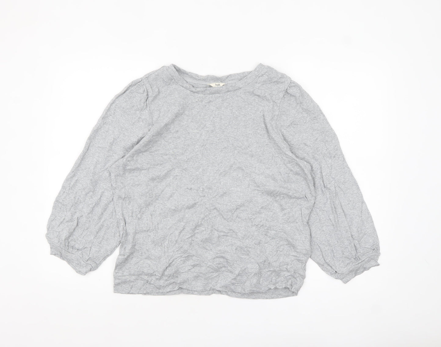Hush Womens Grey Cotton Long Sleeve Basic Blouse Size L
