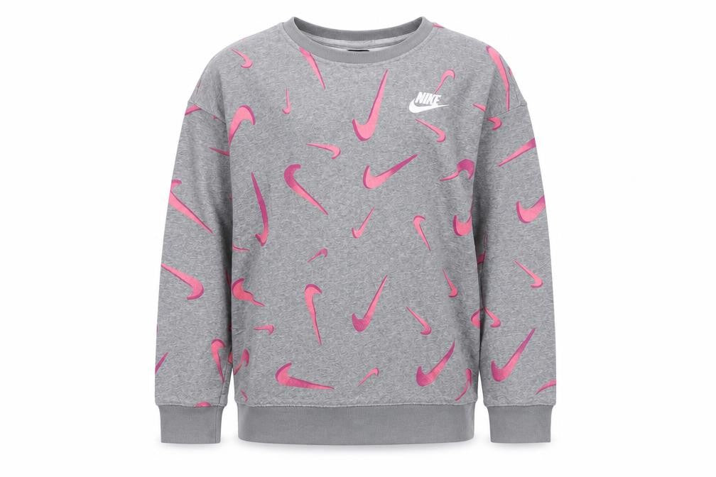 Nike Girls Grey Pink Logo Pullover Sweatshirt XL 14-15 Years