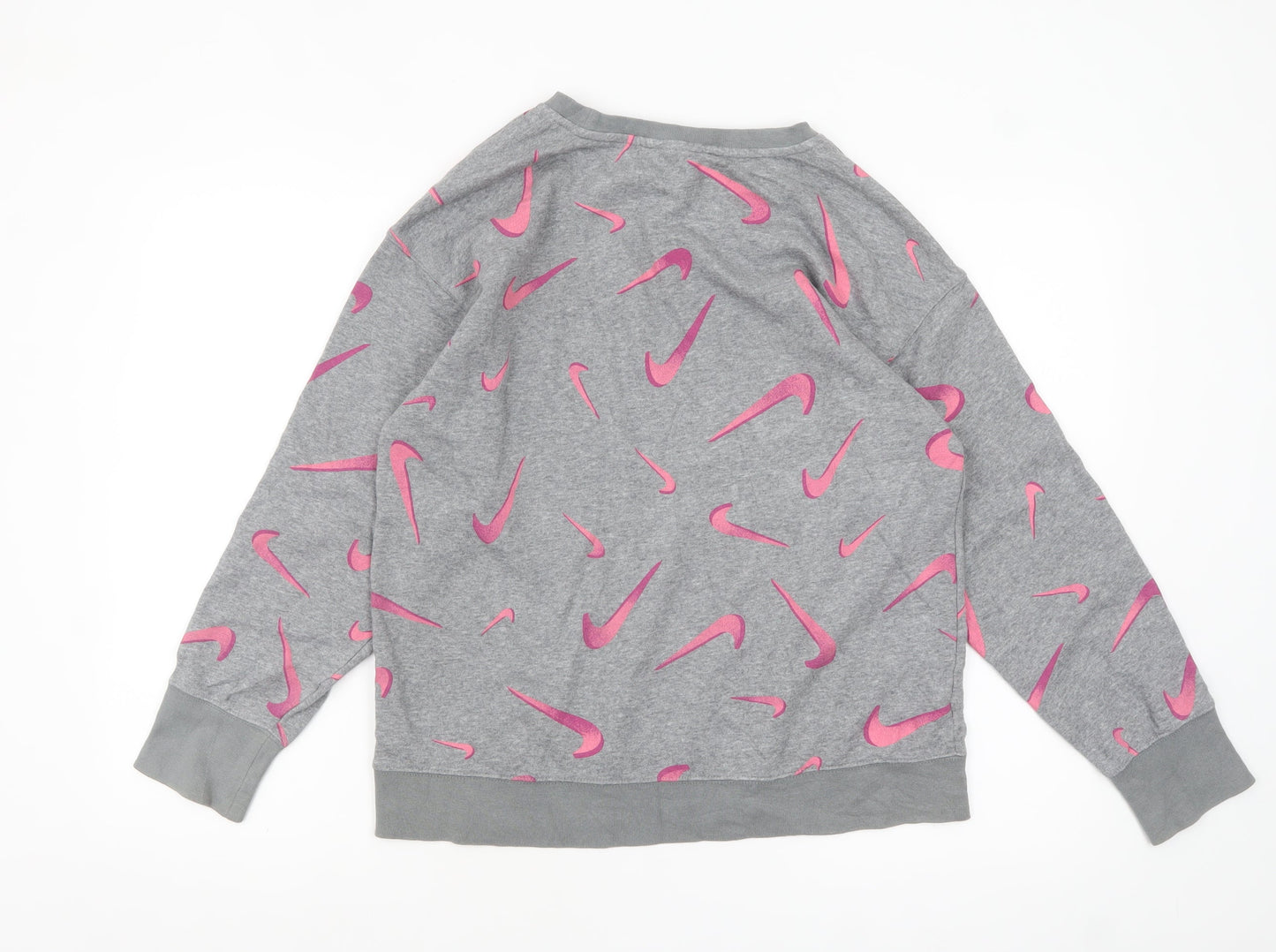 Nike Girls Grey Pink Logo Pullover Sweatshirt XL 14-15 Years