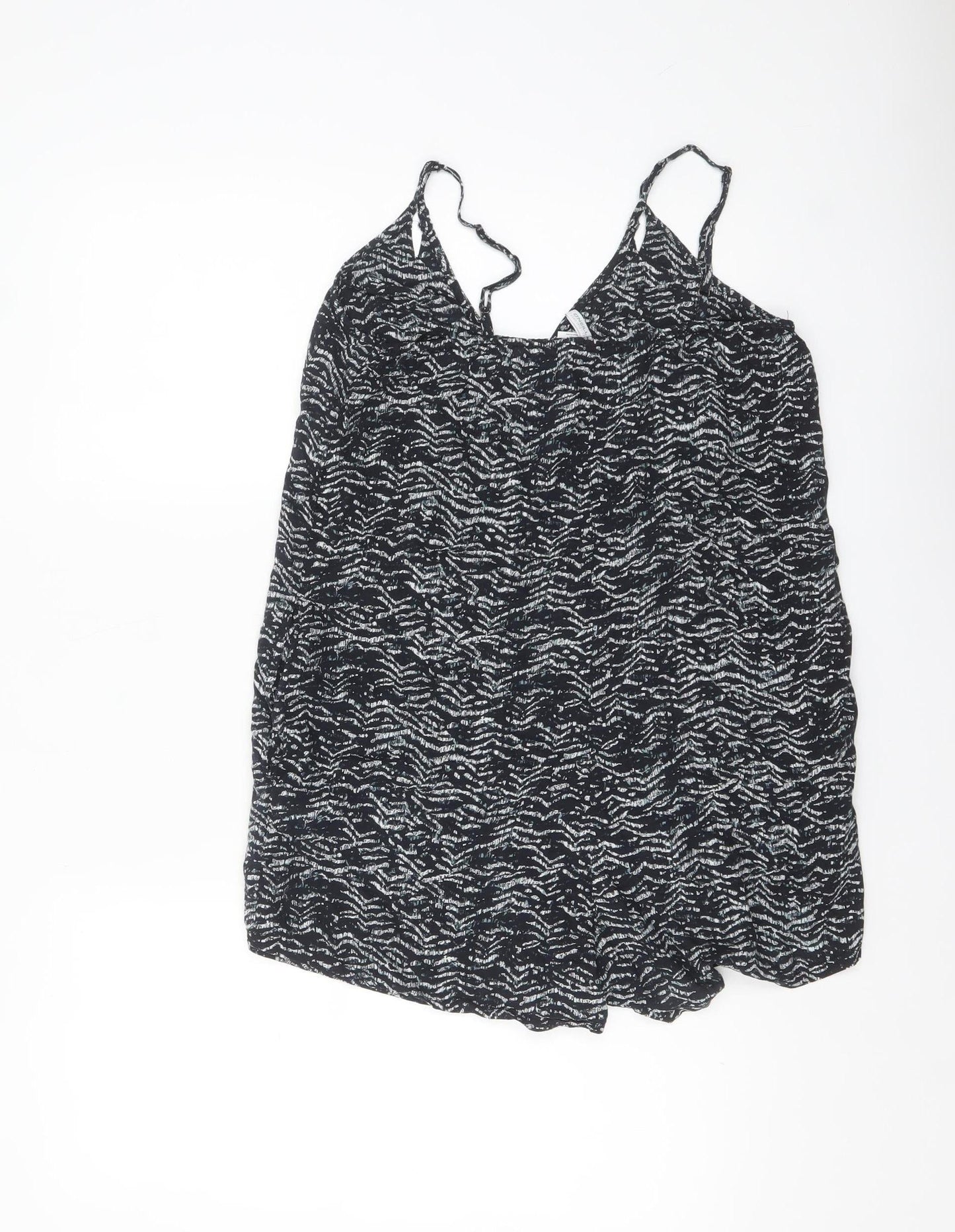 O'Neill Womens Black White Viscose Playsuit Size 8 Lightweight Casual