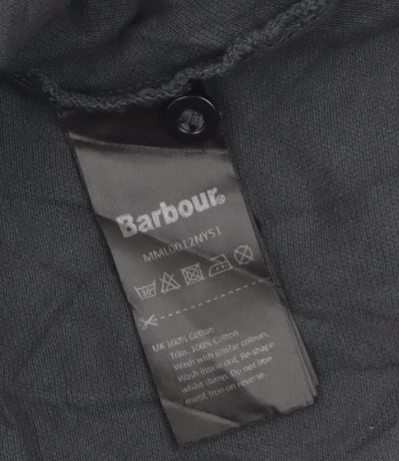 Barbour Men's Black Cotton Short Sleeve Polo Shirt Size L