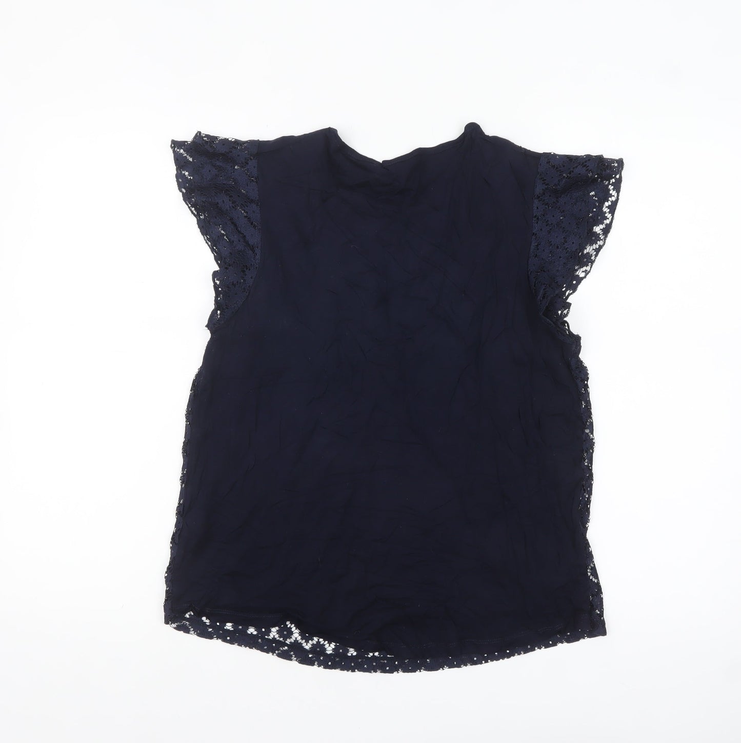 Red Herring Women's Blue Lace Flutter Sleeve Blouse Size 12