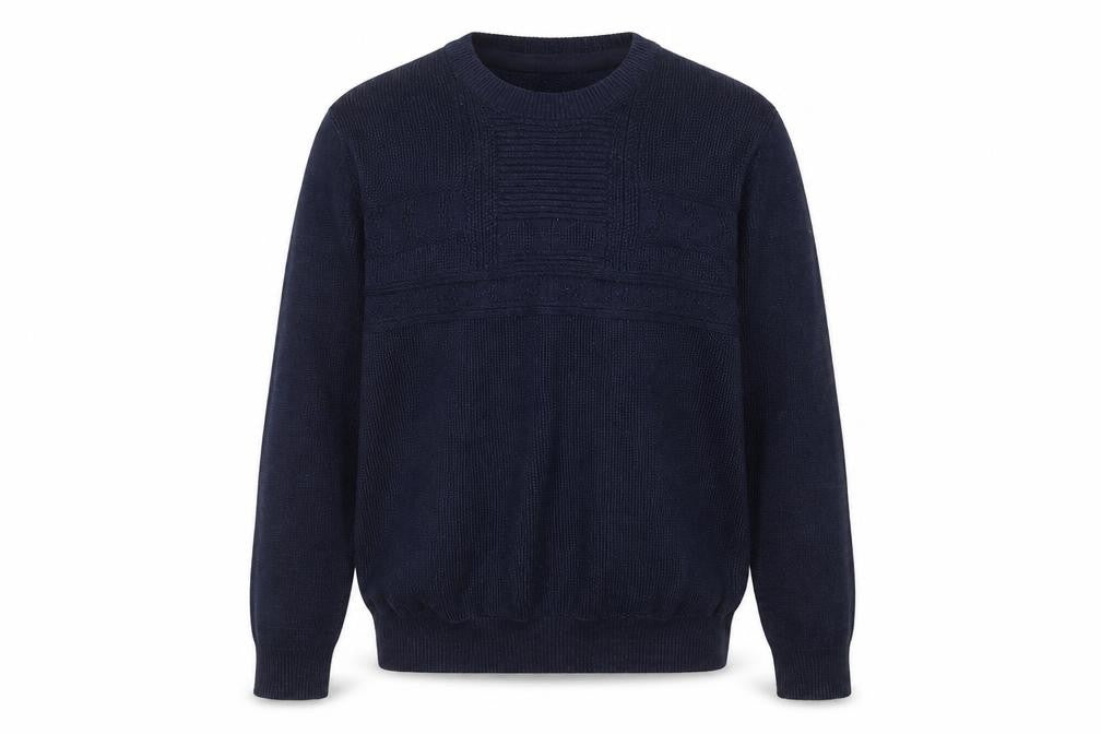 FCUK Men's Blue Cotton Knit Crew Neck Pullover Jumper Size M