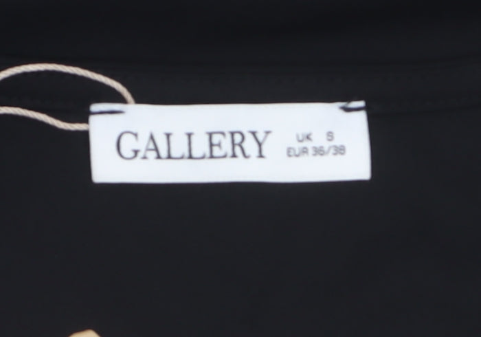 Gallery Women's Black Lace Trim Sleeveless V-Neck Blouse Size S