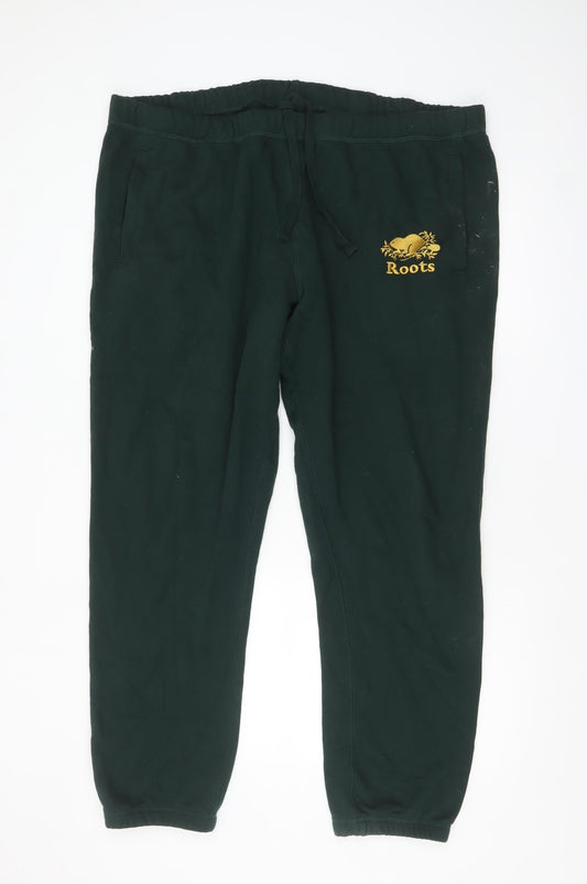 Roots Men's Green Jogger Sweatpants Size 2XL Comfortable Fleece
