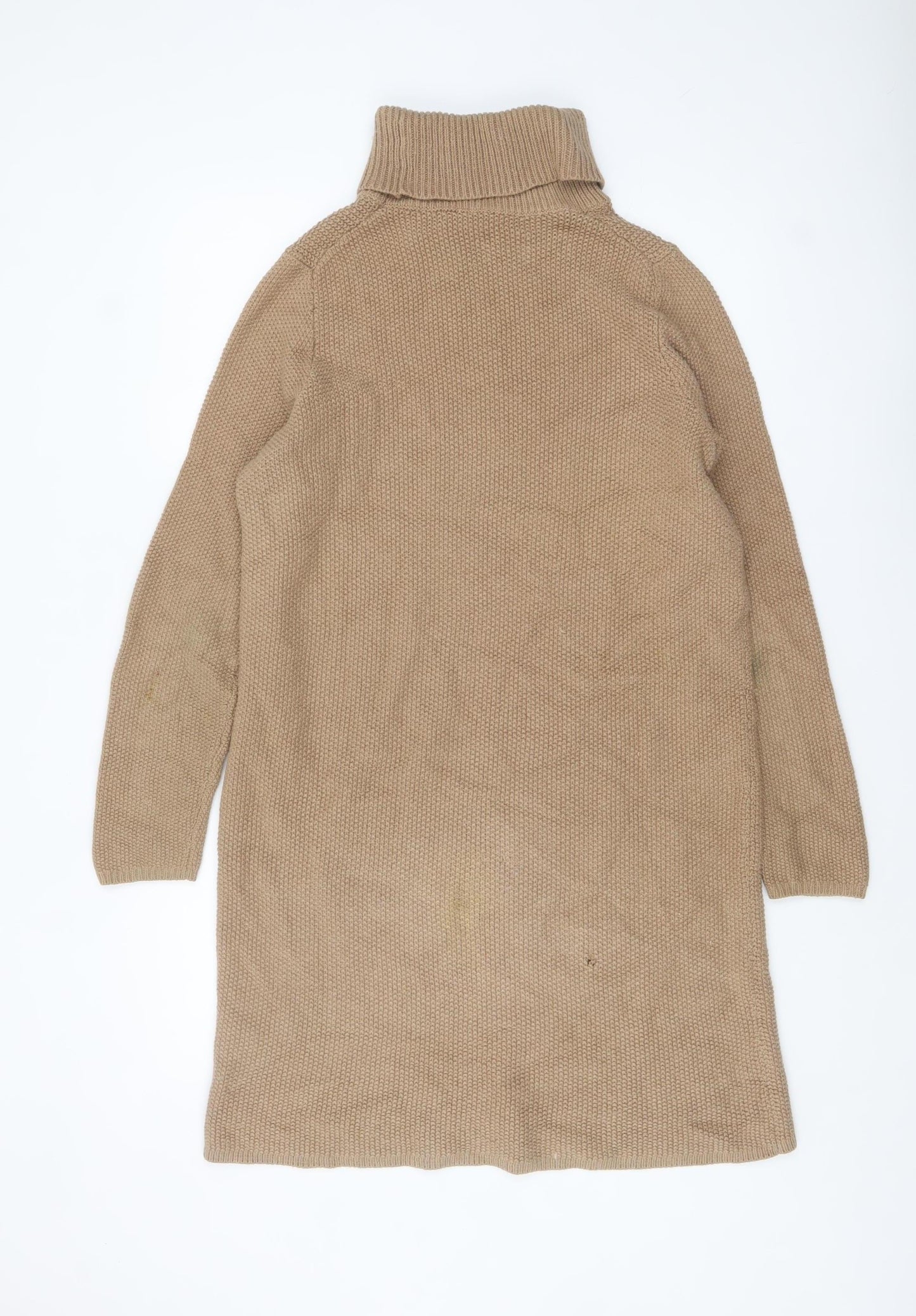Boden Women’s Beige Knit Jumper Dress UK 10 Roll Neck Long Sleeve