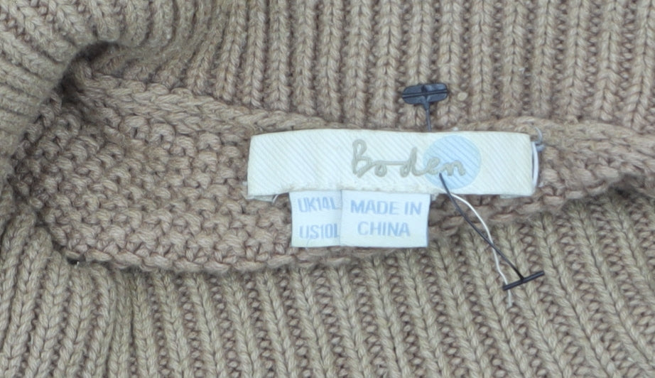 Boden Women’s Beige Knit Jumper Dress UK 10 Roll Neck Long Sleeve