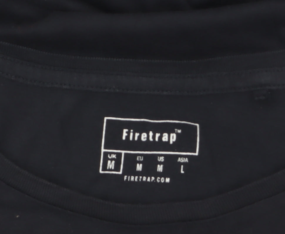 Firetrap Men's Black Cotton Short Sleeve Crew Neck T-Shirt M