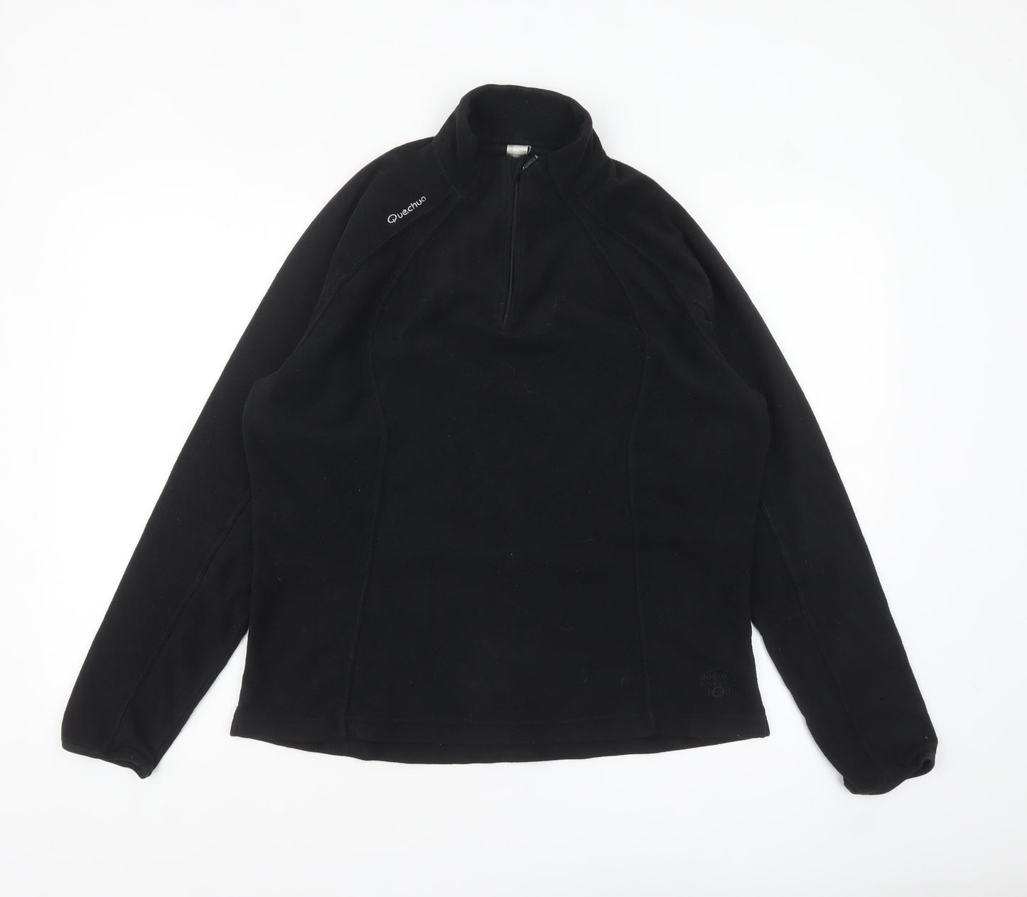 Quechua Women Black Fleece Pullover Sweatshirt XL Warm Outdoor Hiking Top