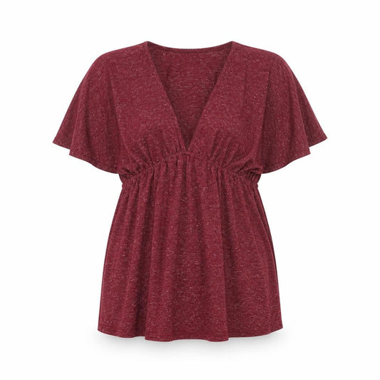 Blooming Marvellous Women's Red Tunic Blouse Size 16 V-Neck Relaxed Fit