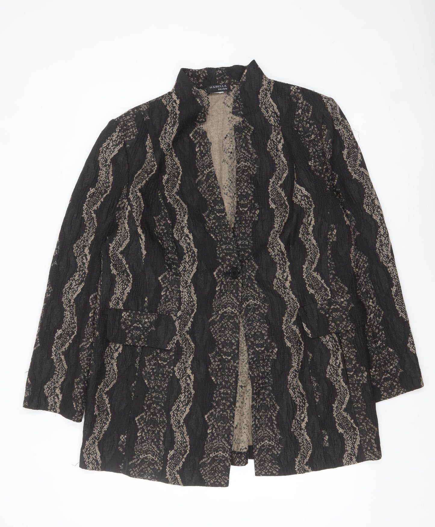 Habella Women's Black Patterned Blazer Size 14 Classic Jacket