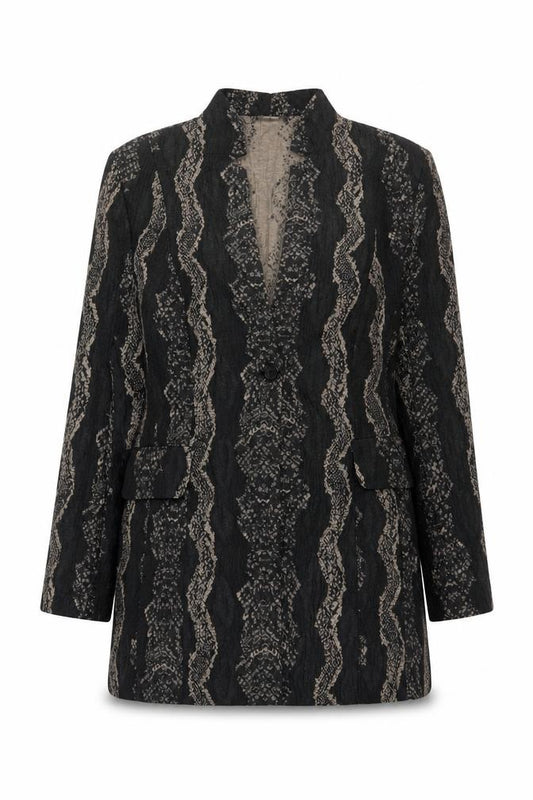 Habella Women's Black Patterned Blazer Size 14 Classic Jacket