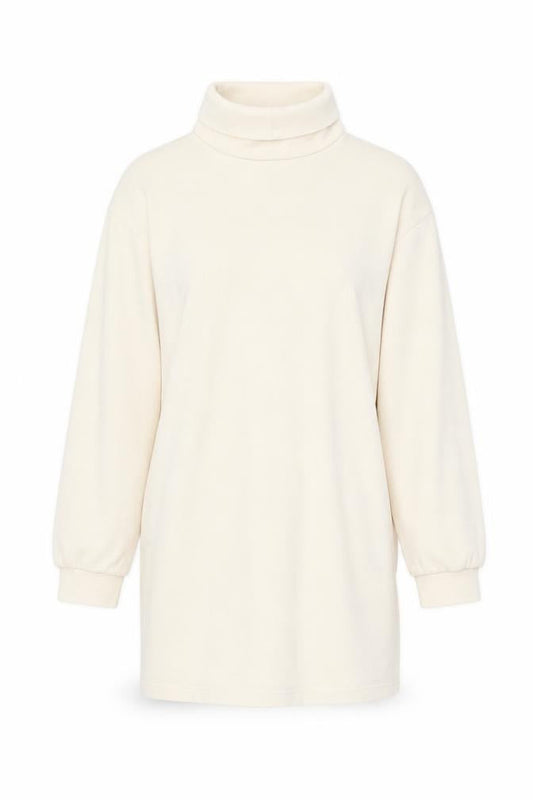 Max Women’s Beige Roll Neck Long Sleeve Cotton Top M