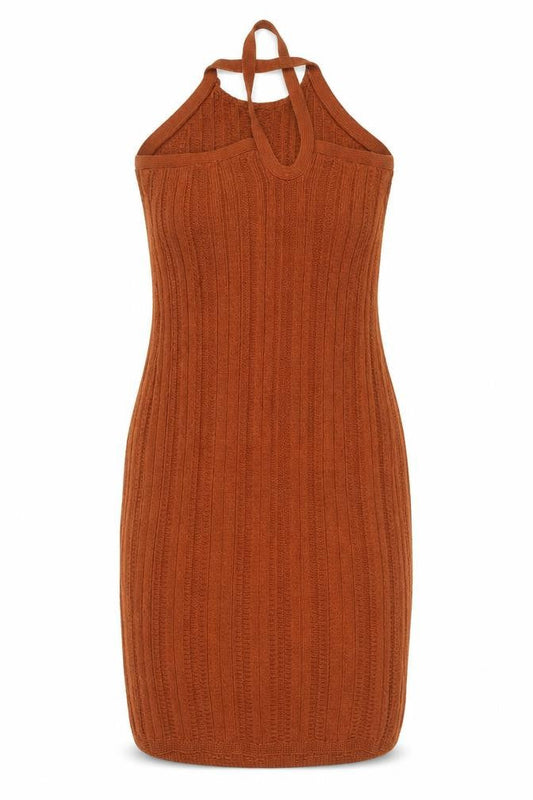 Marks & Spencer Women Brown Size 20 Knit Halter Bodycon Midi Dress