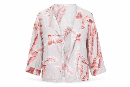 Thought Women’s Pink Floral Linen Blazer Jacket Size S Lightweight