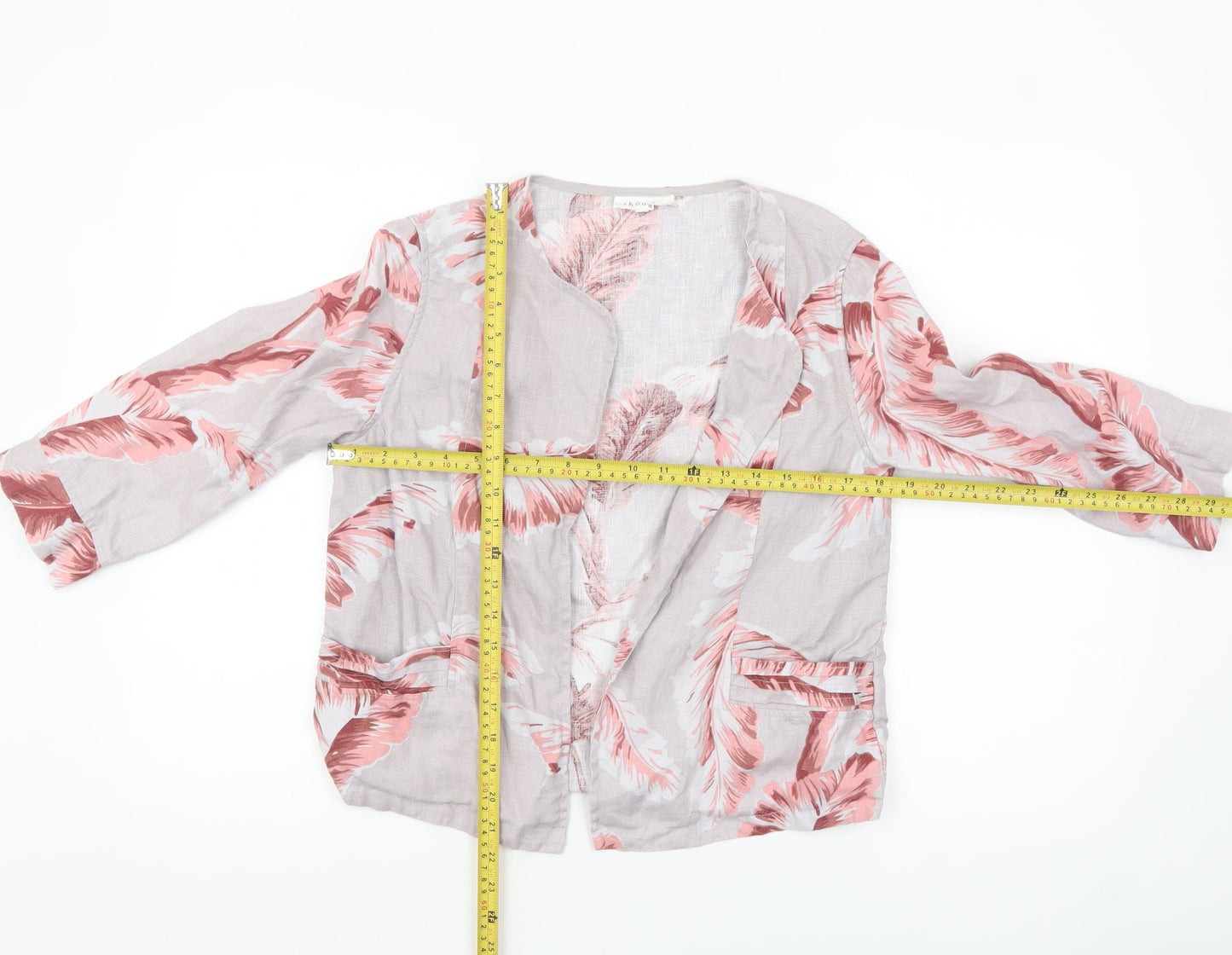 Thought Women’s Pink Floral Linen Blazer Jacket Size S Lightweight