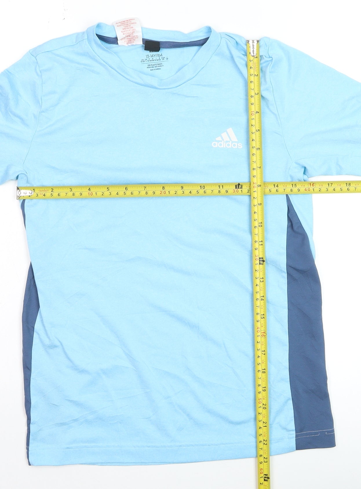Adidas Boys Blue Short Sleeve Crew Neck Active T-Shirt Size 13-14 Years