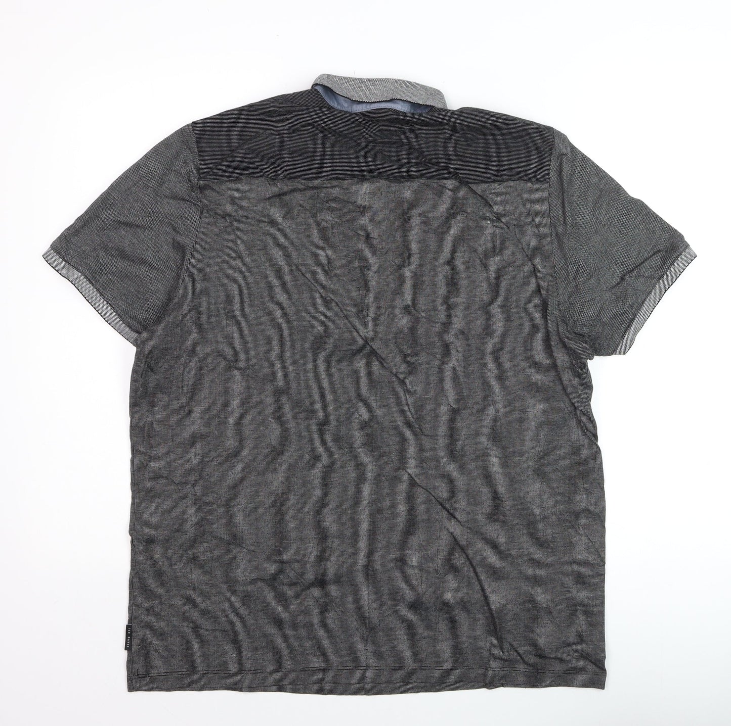 Ted Baker Men's Grey Button-Down Cotton Polo Shirt Size L