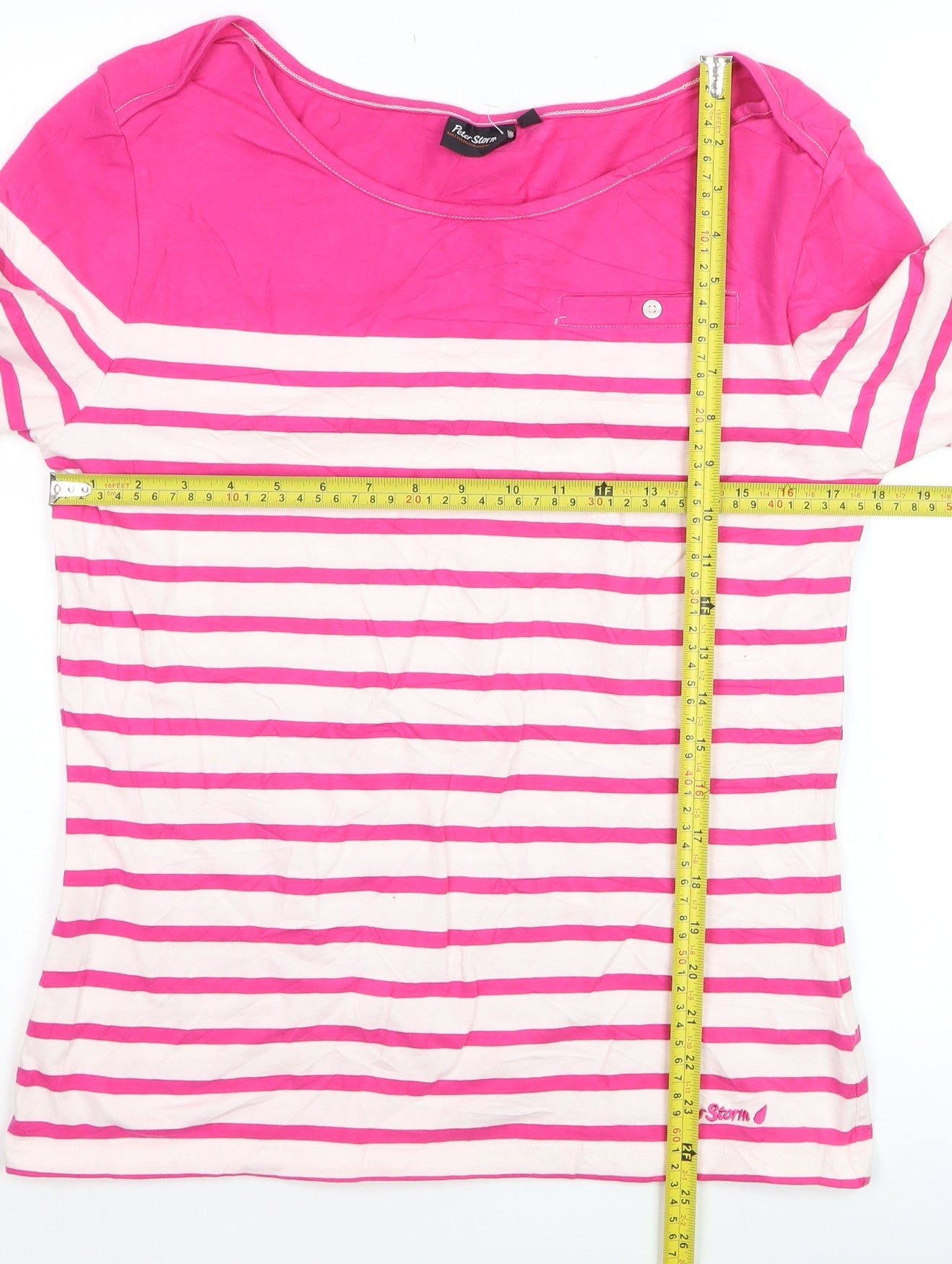 Peter Storm Womens Pink Striped 3/4 Sleeve Cotton Blend T-Shirt Size 14