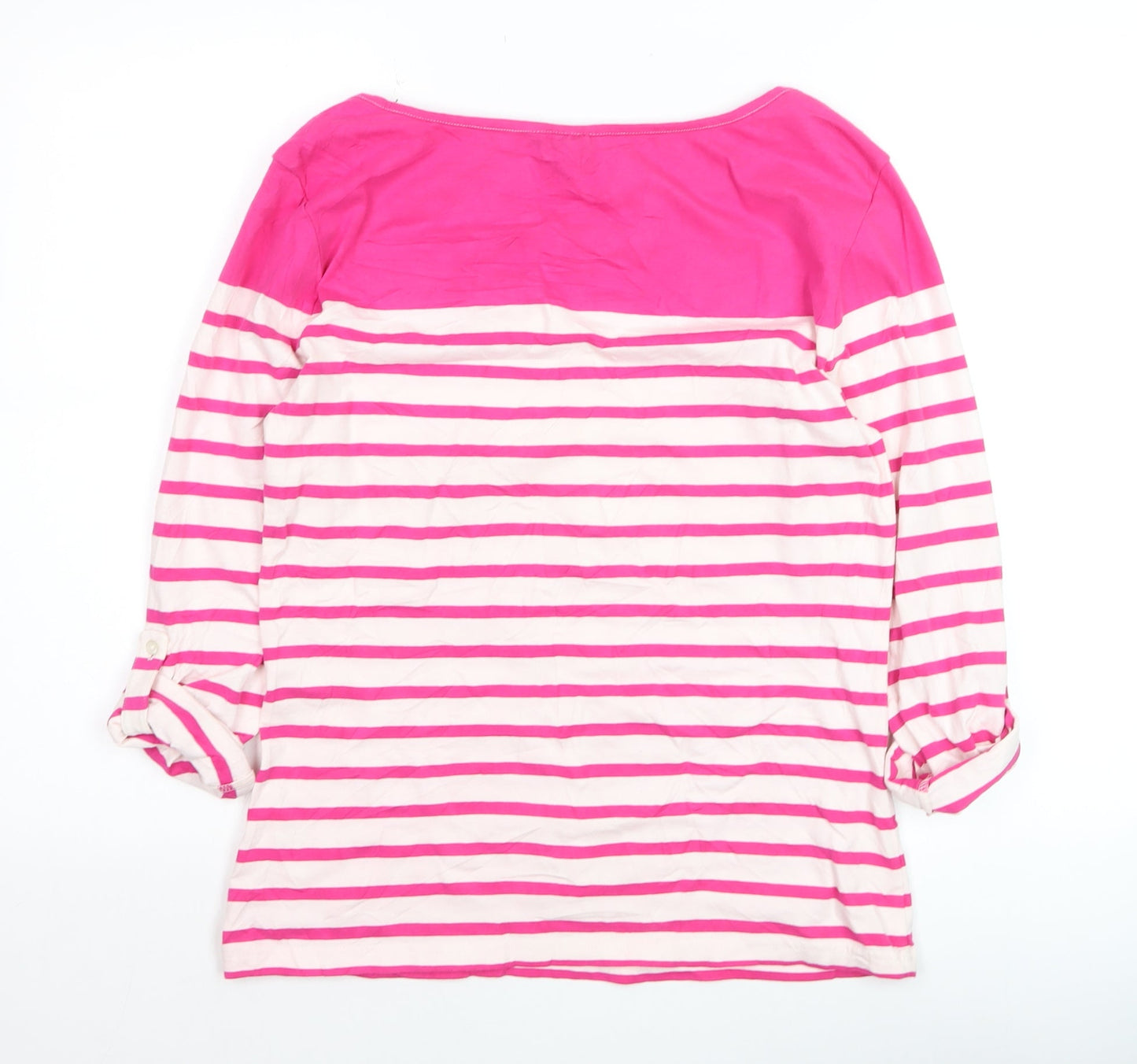 Peter Storm Womens Pink Striped 3/4 Sleeve Cotton Blend T-Shirt Size 14