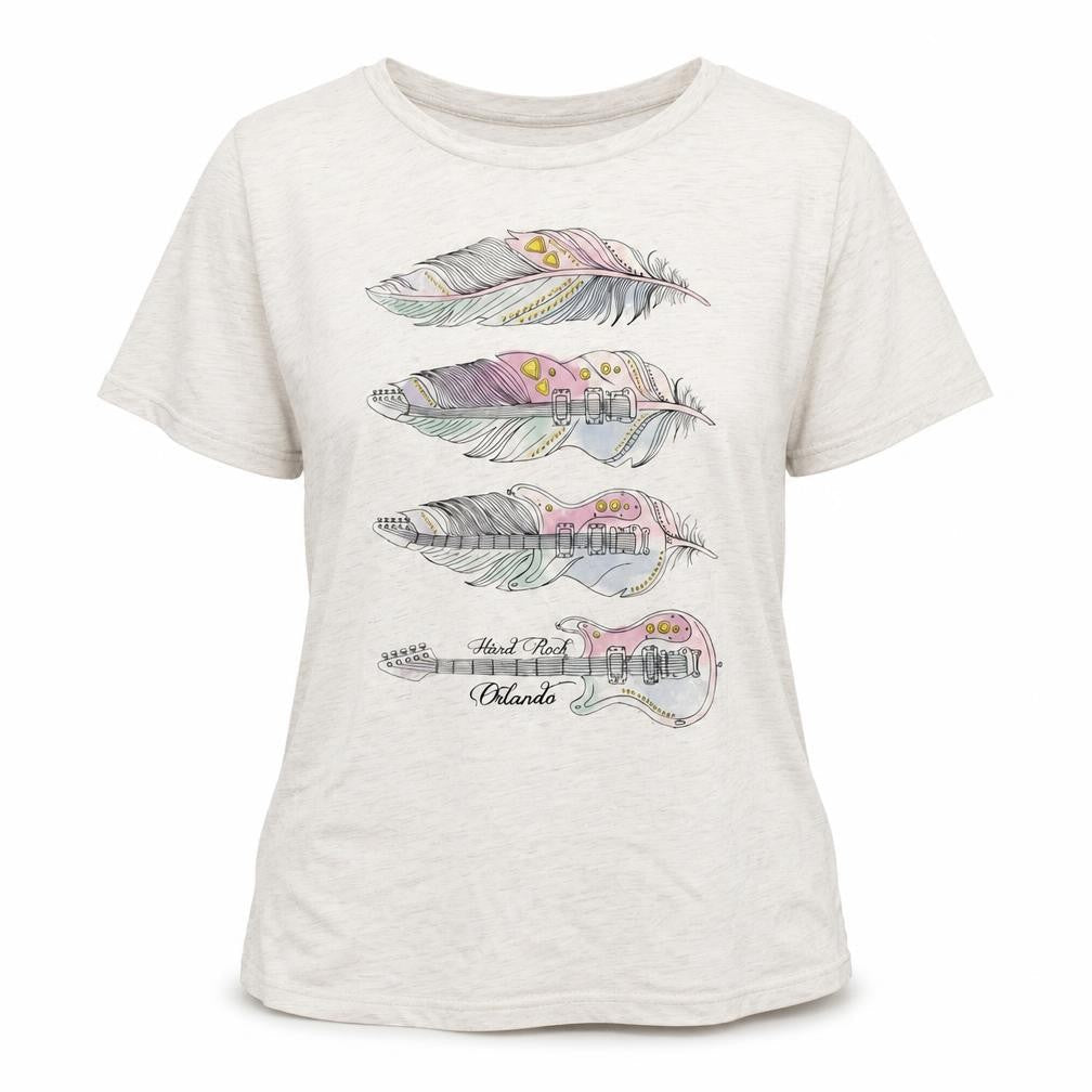Hard Rock Womens Ivory Graphic Music T-Shirt Size L